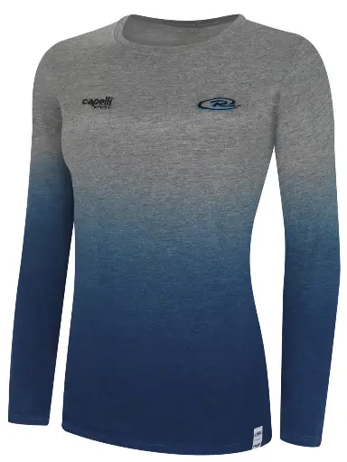 Virginia Rush Lifestyle Women Dip Dye T-shirt -- Light Heather Grey Promo Blue 